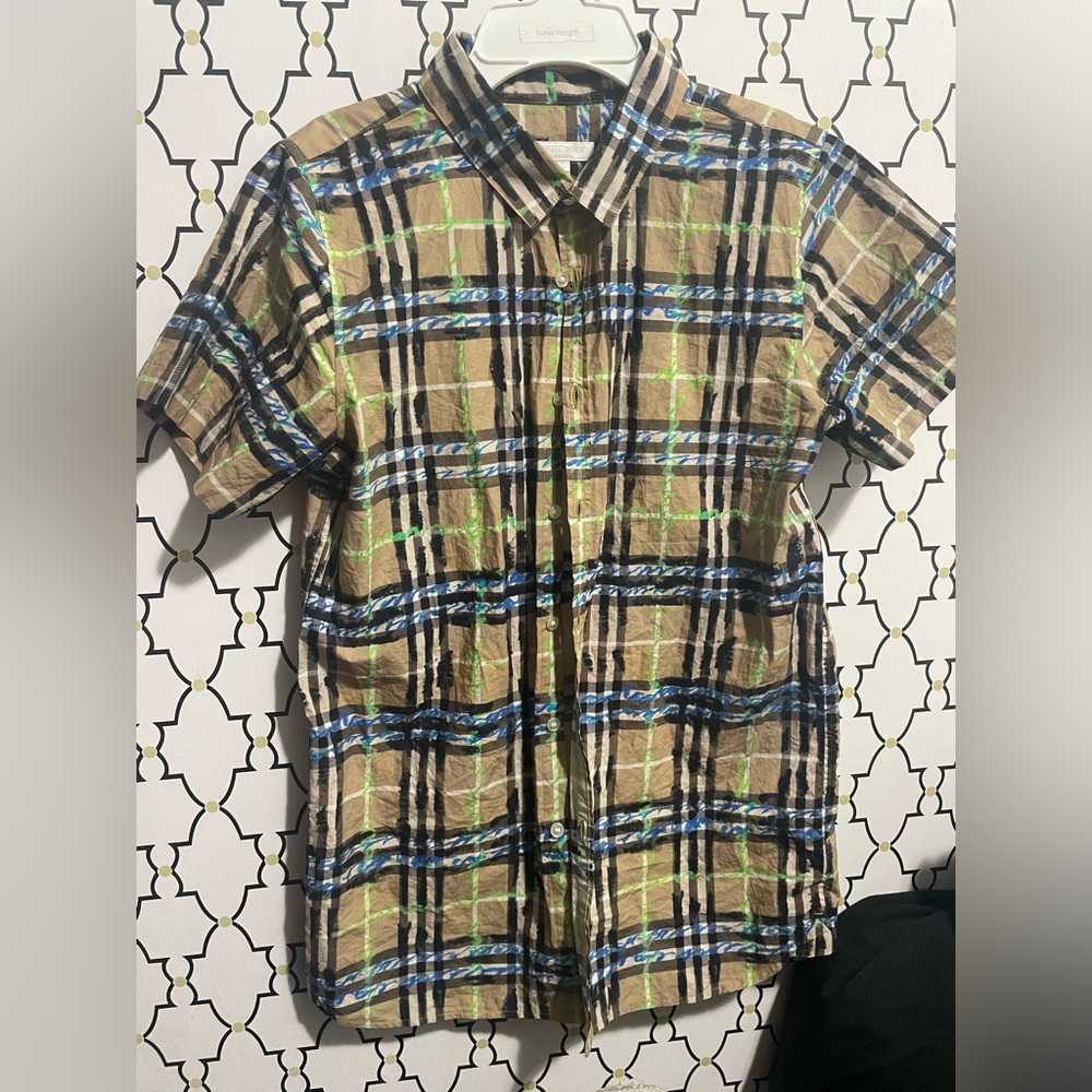 Boys Burberry button up shirt
